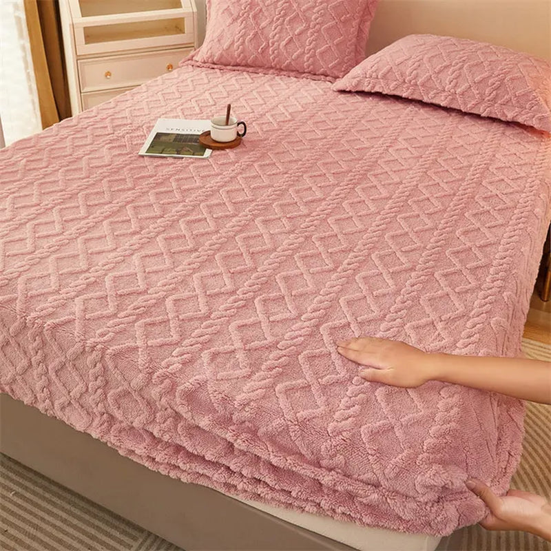 Winter Warm Taff Velvet Fleece Bed Sheet - Thick Bed Cover