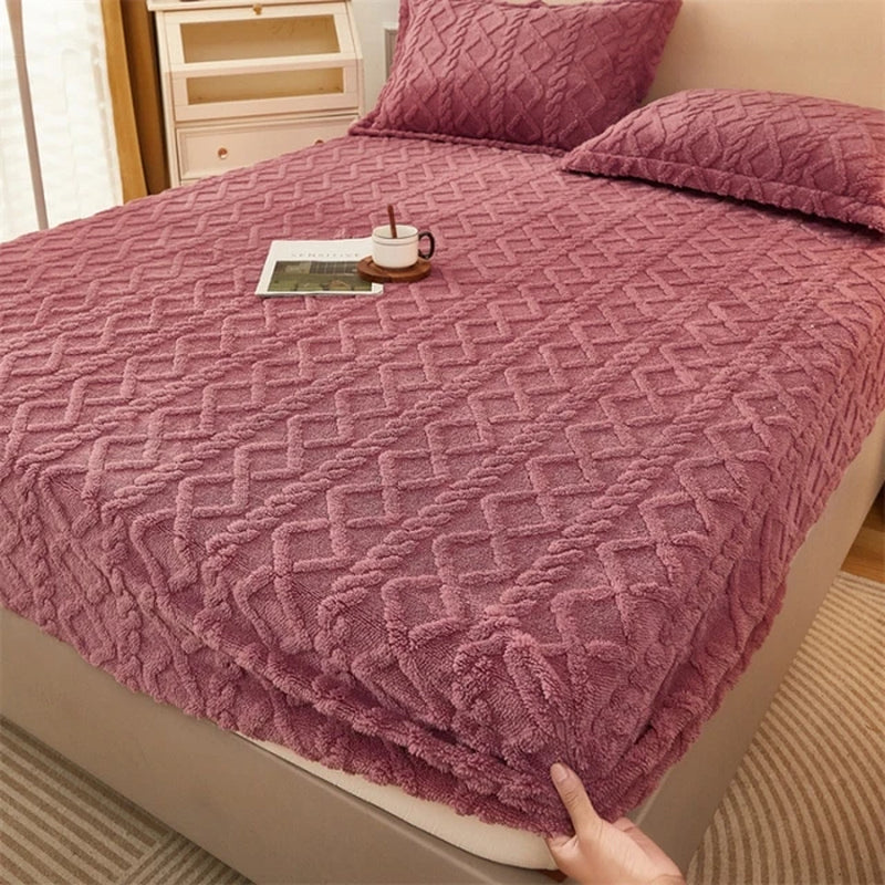 Winter Warm Taff Velvet Fleece Bed Sheet - Thick Bed Cover