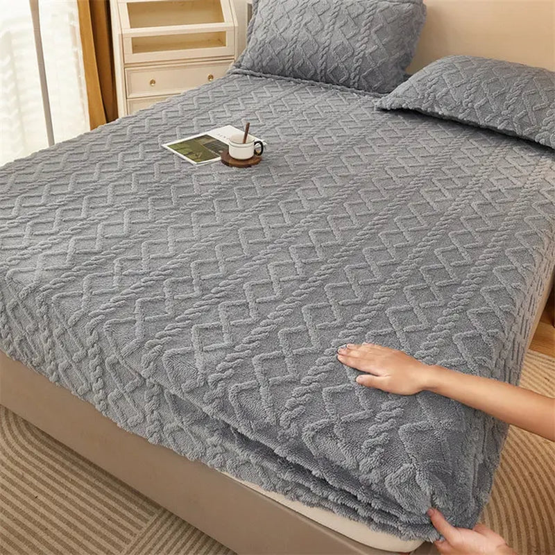 Winter Warm Taff Velvet Fleece Bed Sheet - Thick Bed Cover