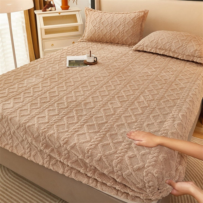 Winter Warm Taff Velvet Fleece Bed Sheet - Thick Bed Cover